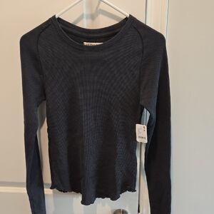 We The Free Nina Crew Neck Charcoal Long Sleeve  Small